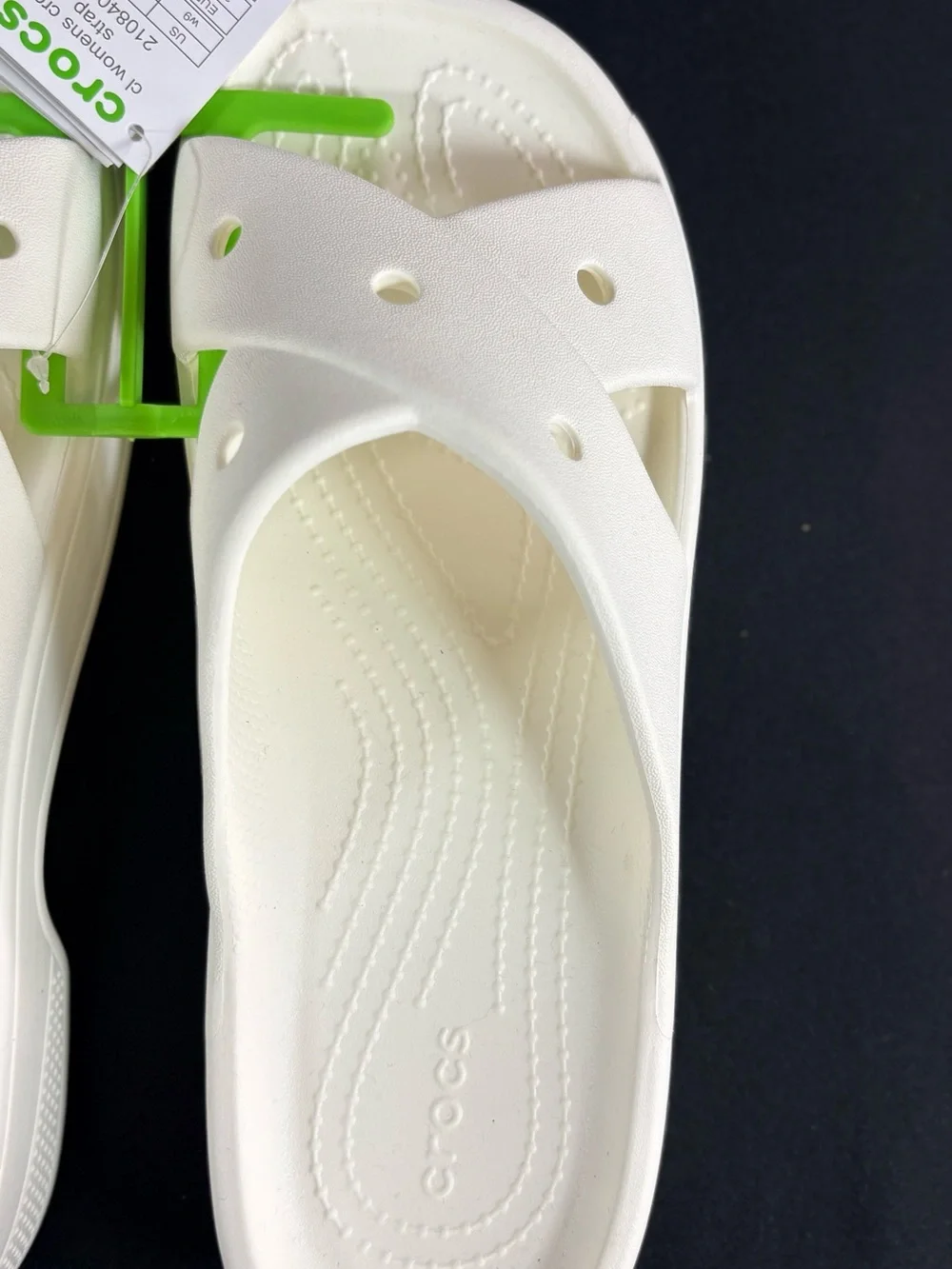 CROCS women White Crisscross Slide Sandals